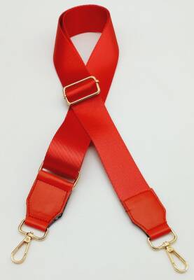 Angel Çanta Aksesuar Suni Derili Polyester Kolon 120X4 Cm Kırmızı Light Gold Metalli - 1