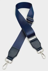 Angel Çanta Aksesuar Suni Derili Polyester Kolon 120X4 Cm Lacivert Gümüş Metalli - Angel Çanta Aksesuar