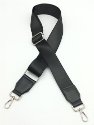 Angel Çanta Aksesuar Suni Derili Polyester Kolon 120X4 Cm Siyah Gümüş Metalli - Angel Çanta Aksesuar