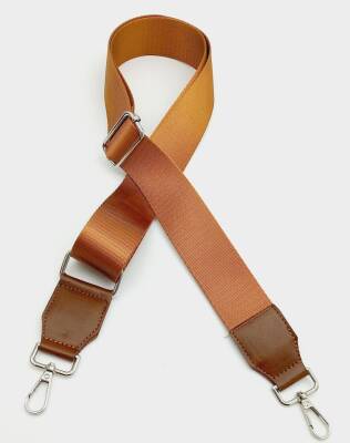 Angel Çanta Aksesuar Suni Derili Polyester Kolon 120X4 Cm Taba Gümüş Metalli - 1