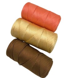 Angel Çanta Aksesuar Polyester Makrome Set (Kahve, Açık Gold, Somon) - Angel Çanta Aksesuar