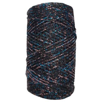 Angel Çanta Aksesuar Renkli Simli Polyester Makrome Siyah Renk 200 gr No:02 - 1