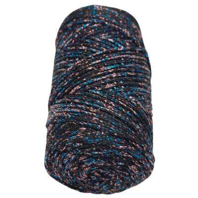 Angel Çanta Aksesuar Renkli Simli Polyester Makrome Siyah Renk 200 gr No:02 - 2