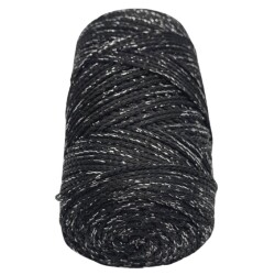 Angel Çanta Aksesuar Renkli Simli Polyester Makrome Siyah Renk 200 gr No:03 - 2