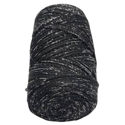 Angel Çanta Aksesuar Renkli Simli Polyester Makrome Siyah Renk 200 gr No:03 - 2