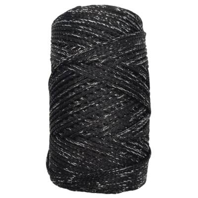 Angel Çanta Aksesuar Renkli Simli Polyester Makrome Siyah Renk 200 gr No:03 - 1