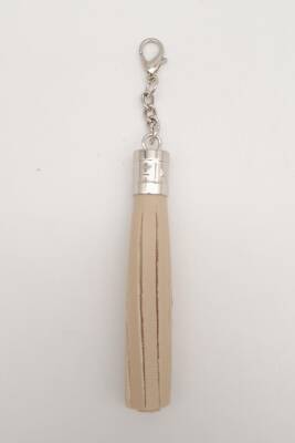 Angel Çanta Aksesuar Bej Suni Deri Kovanlı Püskül Gümüş Metalli - 1