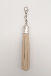 Angel Çanta Aksesuar Bej Suni Deri Kovanlı Püskül Gümüş Metalli - Angel Çanta Aksesuar