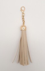 Angel Çanta Aksesuar Bej Suni Deri Kovanlı Püskül Light Gold Metalli - Angel Çanta Aksesuar