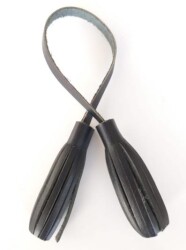 Angel Çanta Aksesuar Gerçek Deri İkili Düz Püskül Siyah - Angel Çanta Aksesuar