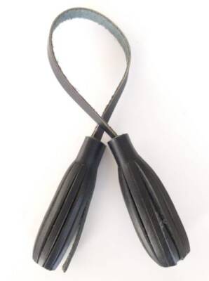 Angel Çanta Aksesuar Gerçek Deri İkili Düz Püskül Siyah - 1