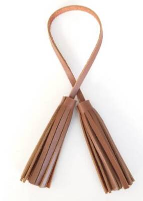 Angel Çanta Aksesuar Gerçek Deri İkili Düz Püskül Sütlü Kahve - 1