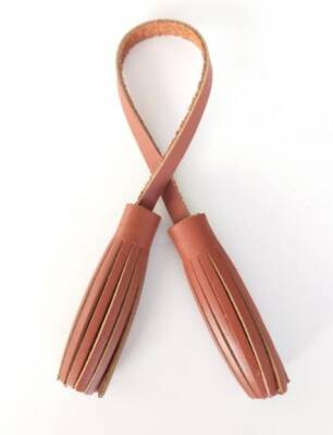 Angel Çanta Aksesuar Gerçek Deri İkili Düz Püskül Taba Renk - 1