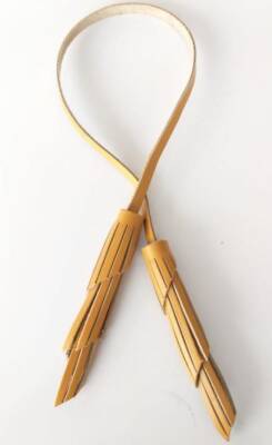 Angel Çanta Aksesuar Gerçek Deri İkili Zig Zag Püskül Hardal Sarı Renk - 1