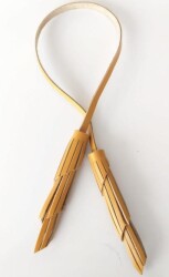 Angel Çanta Aksesuar Gerçek Deri İkili Zig Zag Püskül Hardal Sarı Renk - Angel Çanta Aksesuar