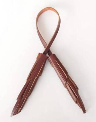 Angel Çanta Aksesuar Gerçek Deri İkili Zig Zag Püskül Kızıl Kahve Renk - 1