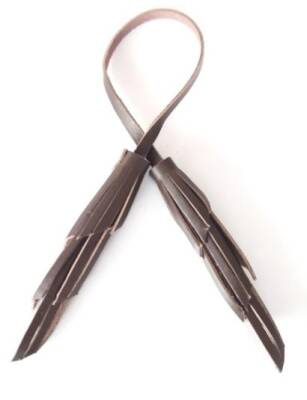 Angel Çanta Aksesuar Gerçek Deri İkili Zig Zag Püskül Koyu Kahve Renk - 1