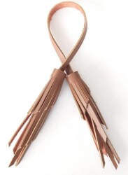 Angel Çanta Aksesuar Gerçek Deri İkili Zig Zag Püskül Sütlü Kahve Renk - Angel Çanta Aksesuar