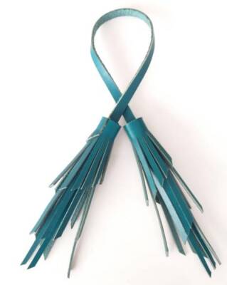 Angel Çanta Aksesuar Gerçek Deri İkili Zig Zag Püskül Turkuaz Renk - 1