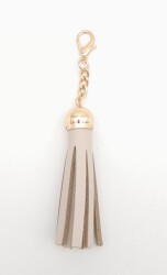 Angel Çanta Aksesuar Gerçek Deri Kovanlı Püskül Bej Light Gold Metalli - Angel Çanta Aksesuar