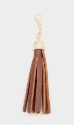 Angel Çanta Aksesuar Gerçek Deri Kovanlı Püskül Kızıl Kahve Light Gold Metalli - Angel Çanta Aksesuar