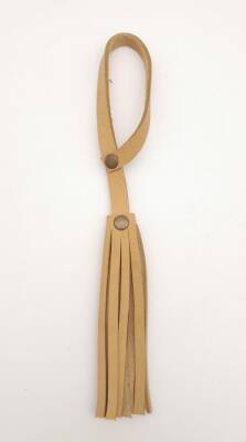 Angel Çanta Aksesuar Ham Doğal Renk Gerçek Deri Püskül Antik Metalli - 1