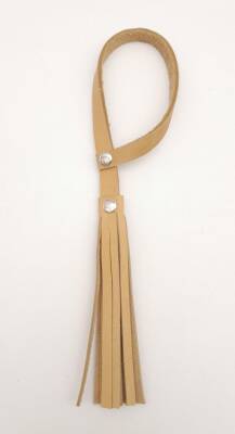 Angel Çanta Aksesuar Ham Doğal Renk Gerçek Deri Püskül Gümüş Metalli - 1