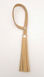 Angel Çanta Aksesuar Ham Doğal Renk Gerçek Deri Püskül Gümüş Metalli - 2