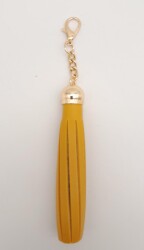 Angel Çanta Aksesuar Hardal Renk Suni Deri Kovanlı Püskül Light Gold Metalli - Angel Çanta Aksesuar