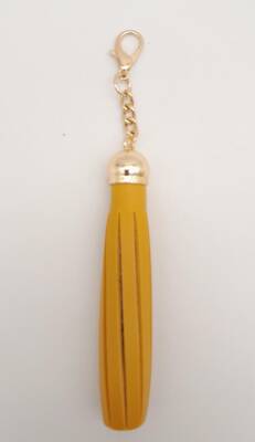 Angel Çanta Aksesuar Hardal Renk Suni Deri Kovanlı Püskül Light Gold Metalli - 1