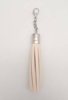 Angel Çanta Aksesuar Krem Suni Deri Kovanlı Püskül Gümüş Metalli - 1