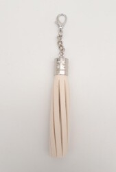 Angel Çanta Aksesuar Krem Suni Deri Kovanlı Püskül Gümüş Metalli - Angel Çanta Aksesuar