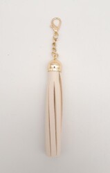 Angel Çanta Aksesuar Krem Suni Deri Kovanlı Püskül Light Gold Metalli - Angel Çanta Aksesuar