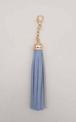 Angel Çanta Aksesuar Mavi Suni Deri Kovanlı Püskül Light Gold Metalli - 1