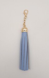 Angel Çanta Aksesuar Mavi Suni Deri Kovanlı Püskül Light Gold Metalli - Angel Çanta Aksesuar