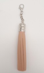 Angel Çanta Aksesuar Pudra Renk Suni Deri Kovanlı Püskül Gümüş Metalli - Angel Çanta Aksesuar