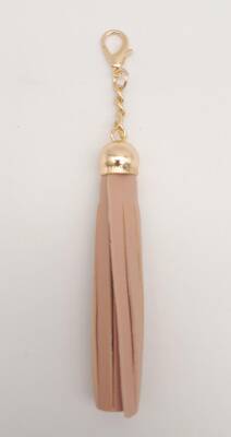 Angel Çanta Aksesuar Pudra Renk Suni Deri Kovanlı Püskül Light Gold Metalli - 1