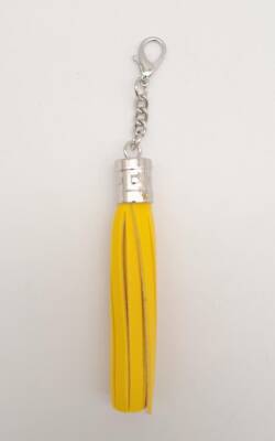 Angel Çanta Aksesuar Sarı Suni Deri Kovanlı Püskül Gümüş Metalli - 1