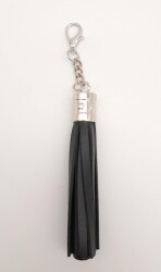 Angel Çanta Aksesuar Siyah Suni Deri Kovanlı Püskül Gümüş Metalli - Angel Çanta Aksesuar