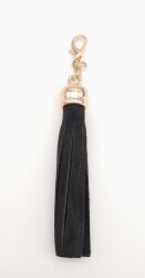 Angel Çanta Aksesuar Süet Nubuk Deri Kovanlı Püskül Siyah Light Gold Metalli - Angel Çanta Aksesuar