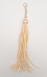 Angel Çanta Aksesuar Süet Nubuk Deri Kovanlı Uzun Püskül Açık Kavuniçi Renk Light Gold Metalli - Angel Çanta Aksesuar