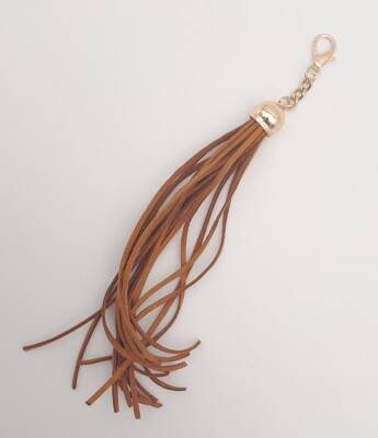 Angel Çanta Aksesuar Süet Nubuk Deri Kovanlı Uzun Püskül Açık Taba Renk Light Gold Metalli - 2