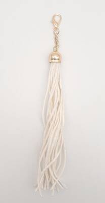 Angel Çanta Aksesuar Süet Nubuk Deri Kovanlı Uzun Püskül Beyaz Renk Light Gold Metalli - 1