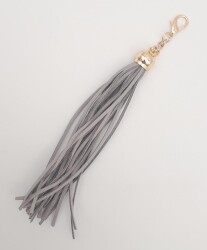 Angel Çanta Aksesuar Süet Nubuk Deri Kovanlı Uzun Püskül Gri Renk Light Gold Metalli - 2