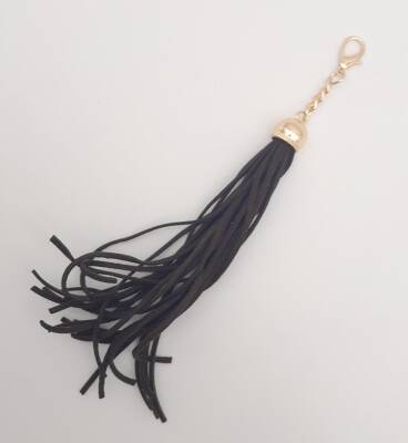 Angel Çanta Aksesuar Süet Nubuk Deri Kovanlı Uzun Püskül Koyu Kahverengi Light Gold Metalli - 2