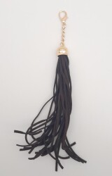 Angel Çanta Aksesuar Süet Nubuk Deri Kovanlı Uzun Püskül Koyu Kahverengi Light Gold Metalli - Angel Çanta Aksesuar