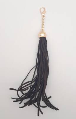 Angel Çanta Aksesuar Süet Nubuk Deri Kovanlı Uzun Püskül Koyu Kahverengi Light Gold Metalli - 1