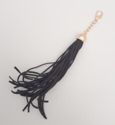 Angel Çanta Aksesuar Süet Nubuk Deri Kovanlı Uzun Püskül Koyu Kahverengi Light Gold Metalli - 2