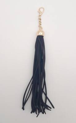 Angel Çanta Aksesuar Süet Nubuk Deri Kovanlı Uzun Püskül Siyah Renk Light Gold Metalli - 1