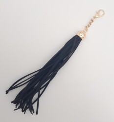 Angel Çanta Aksesuar Süet Nubuk Deri Kovanlı Uzun Püskül Siyah Renk Light Gold Metalli - 2